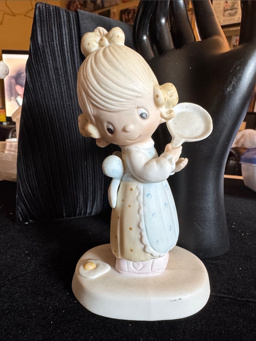 Precious Moments Cream Figurine with Pastel Blue and Pastel Pink Accents